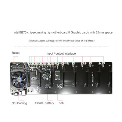Intel®B75 Ethereum Coin Rig ETH Crypto Mining PC 8GPU Quad core i7-3770 cpu 512GB SSD 8GB Memory